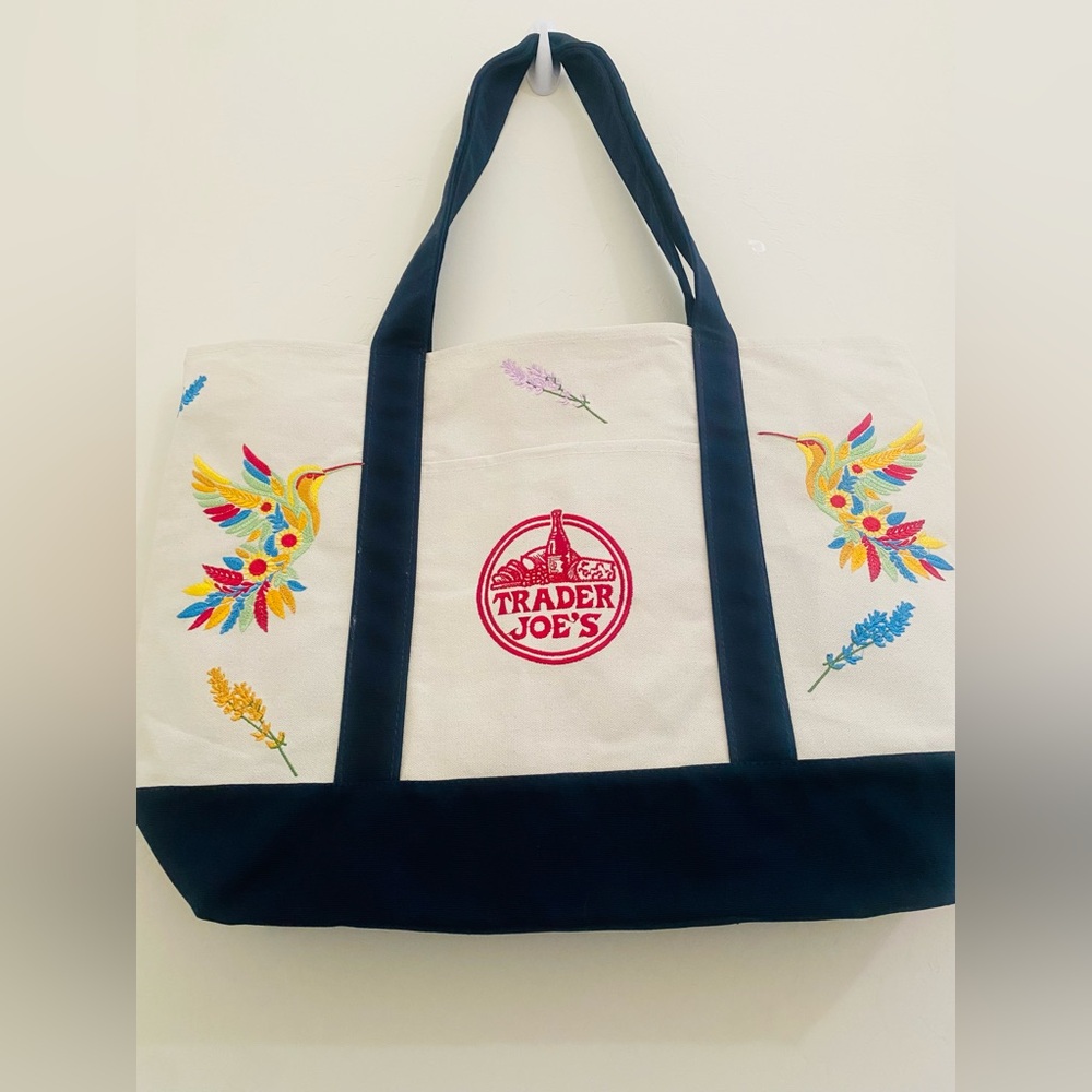 NWT Trader Joe’s canvas tote with embroidery - Picture 4 of 12